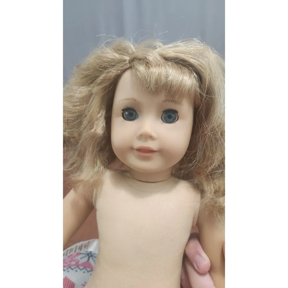American Girl Doll Courtney Moore 18” Blonde Curly Hair Blue Eyes 80’s w/ Flaws